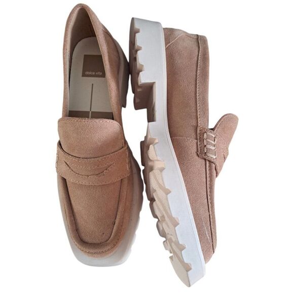 Dolce Vita Women's Suede Dune Tan Lug Loafers Elias Comfort Classic Chunky Sz 9 - Picture 6 of 8